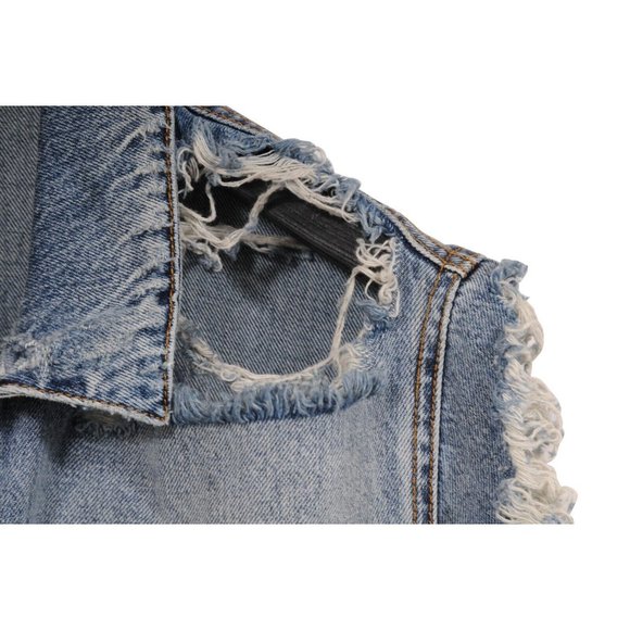 Balmain Mens Distressed Jeans Jacket Size Large Blue Denim Logo Ripped Sleeves - Picture 8 of 14